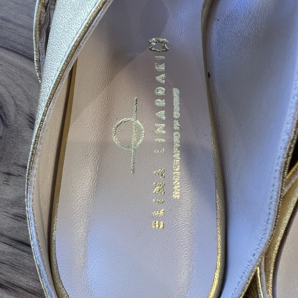 Elina Linardaki Gold Leather Pearl Embellished Flats Slides Handmade 39 - Picture 3 of 10